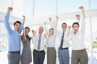 Business team celebrating a good job