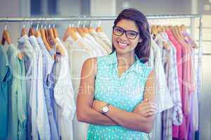 Happy shopper smiling at camera