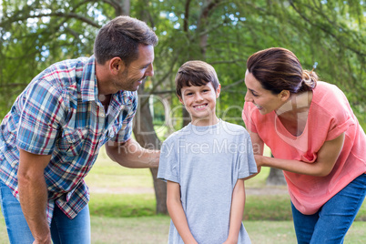 Happy family in the park together