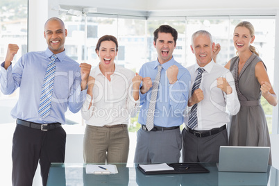 Business team celebrating a good job