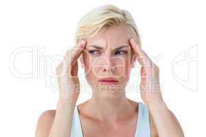Attractive woman having headache