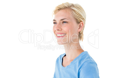 Happy blonde woman smiling