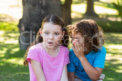 Little siblings smiling at camera