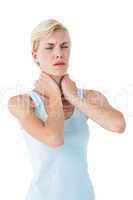 Attractive woman having neck pain