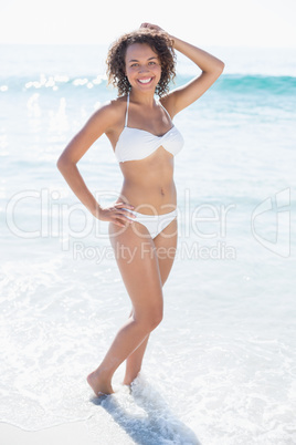 pretty brunette in swimsuit