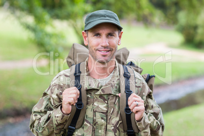 Soldier looking at camera