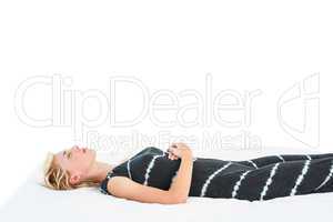 Attractive blonde woman napping