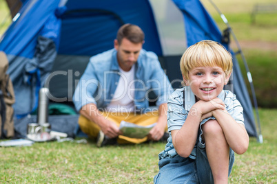 Father and son having fun in the park