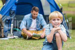 Father and son having fun in the park