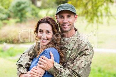 Handsome soldier reunited with partner Handsome soldier reunited with partner