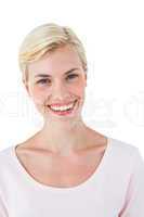 Attractive blonde woman smiling at camera