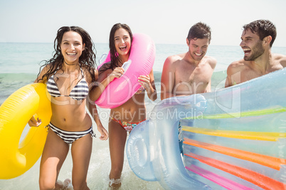 group of friends in swimsuits