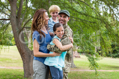 Handsome soldier reunited with family