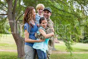 Handsome soldier reunited with family