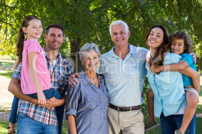 Extended family smiling at the camera