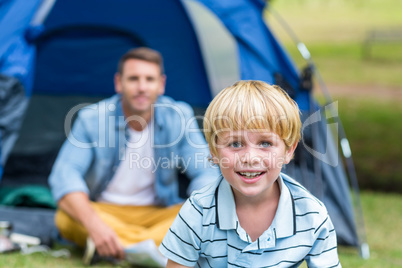 Father and son having fun in the park