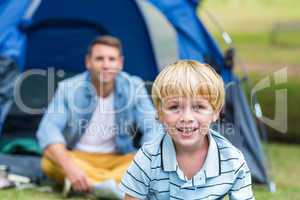 Father and son having fun in the park