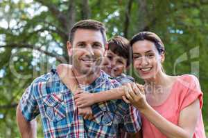 Happy family in the park together