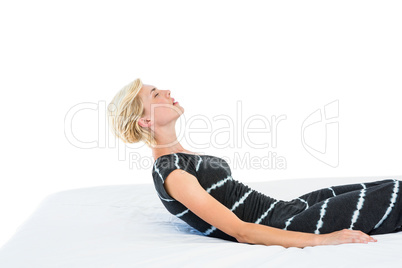 Attractive blonde woman napping