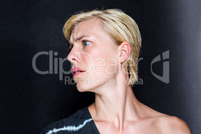 Anxious blonde woman