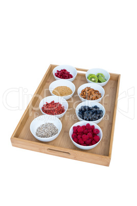 Healthy food on a tray