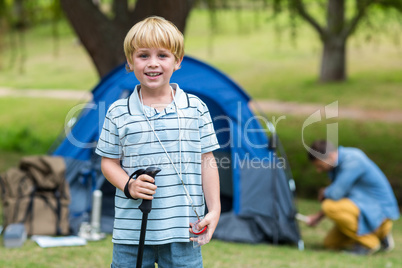 Father and son having fun in the park