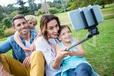 Happy family in the park together