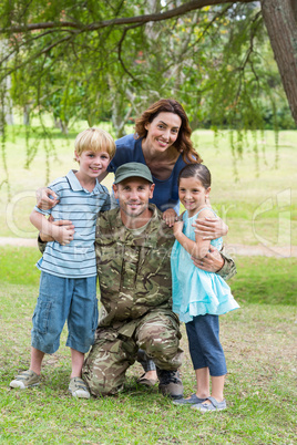 Handsome soldier reunited with family