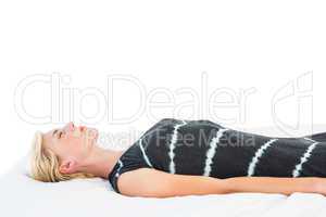 Attractive blonde woman napping