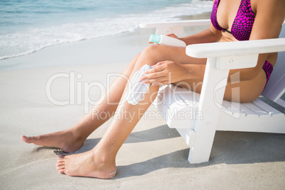 pretty brunette in swimsuit