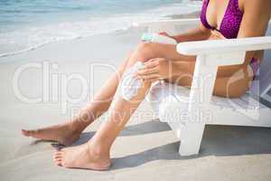 pretty brunette in swimsuit