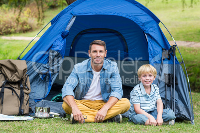 Father and son having fun in the park