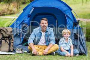 Father and son having fun in the park