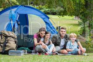 Happy family in the park together