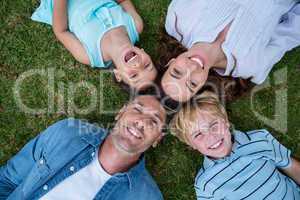 Happy family in the park together