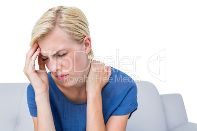 Attractive woman having headache