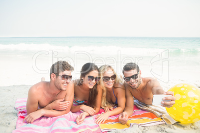 group of friends in swimsuits