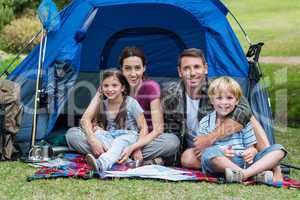 Happy family in the park together