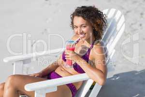 pretty brunette in swimsuit