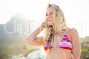 beautiful blonde woman on a sunny day