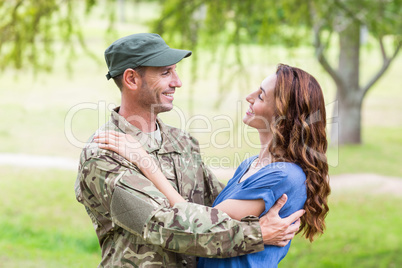 Handsome soldier reunited with partner Handsome soldier reunited with partner