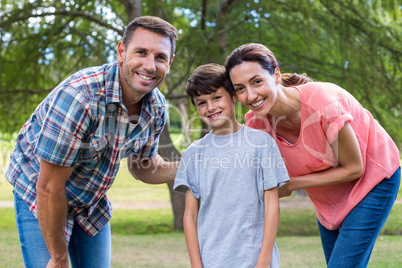 Happy family in the park together