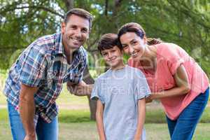 Happy family in the park together