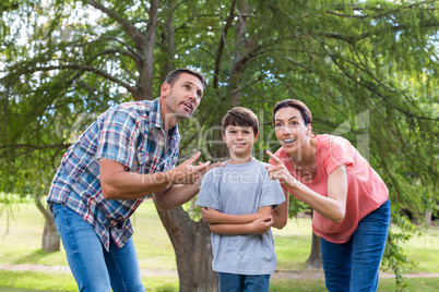 Happy family in the park together