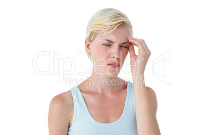 Attractive woman having headache