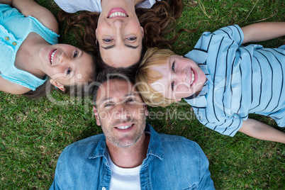 Happy family in the park together