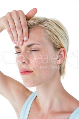 Attractive woman having headache