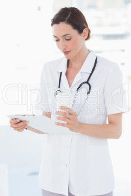 Beautiful doctor reading files