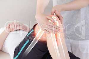 Highlighted bones of woman at physiotherapist