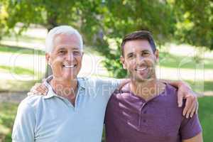 Father and son having fun in the park